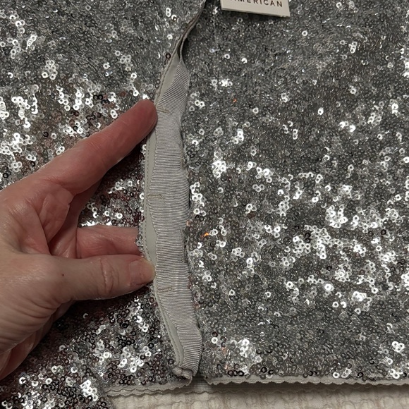 Good American Sparkling Silver Sequin Long Sleeve Top - Picture 7 of 13